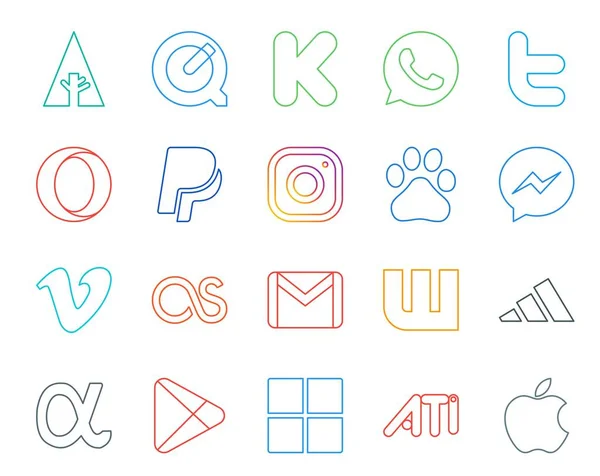 Pack Icônes Pour Les Médias Sociaux Compris Wattpad Email Instagram — Image vectorielle