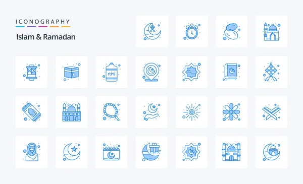 Islam Ramadan Blue Icon Pack — Stock Vector