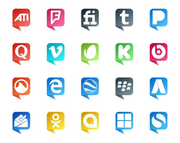 Social Media Discours Bubble Style Logo Comme Boîte Réception Blackberry — Image vectorielle