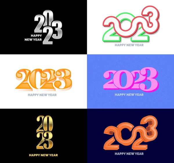 Big Set 2023 Szczęśliwego Nowego Roku Projekt Tekstu Logo 2023 — Wektor stockowy