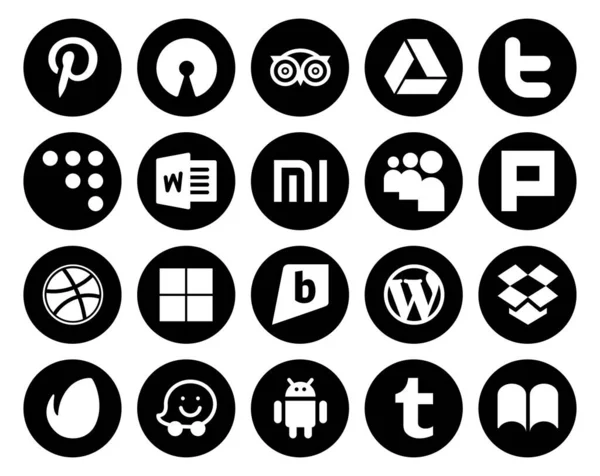Social Media Icon Pack Incluindo Dropbox Wordpress Palavra Brightkite Dribbble — Vetor de Stock