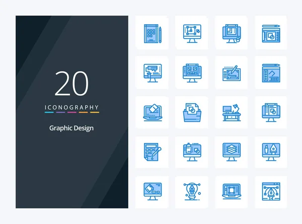 Graphic Design Icona Colore Blu Presentazione — Vettoriale Stock