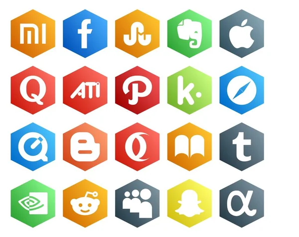 Social Media Icon Pack Including Nvidia Ibooks Путь Опера Быстрое — стоковый вектор