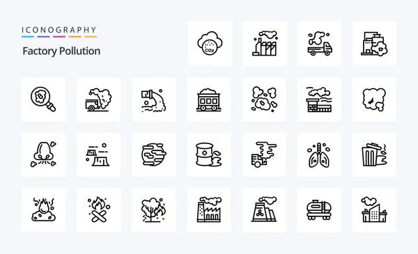 Factory Pollution Line Icon Pack — Stock Vector