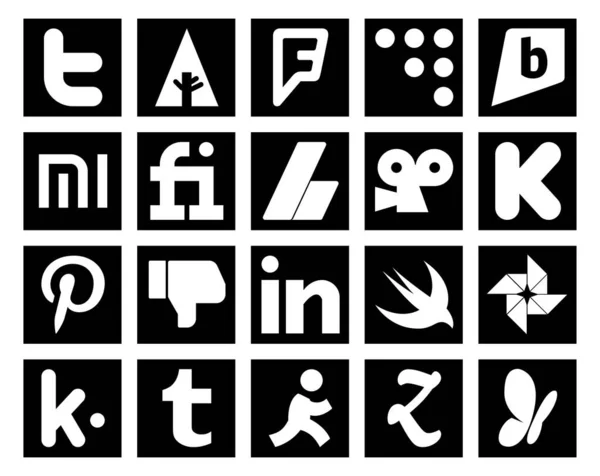 Social Media Icon Pack Inklusive Kik Schnell Adsense Linkedin Pinterest — Stockvektor