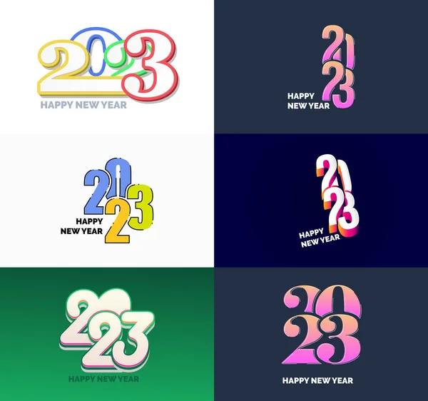 Big Set 2023 Szczęśliwego Nowego Roku Projekt Tekstu Logo 2023 — Wektor stockowy