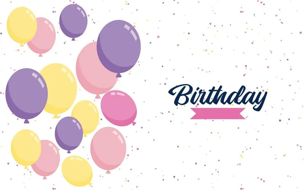 Happy Birthday Schriftzug Text Banner Mit Ballon Hintergrund — Stockvektor
