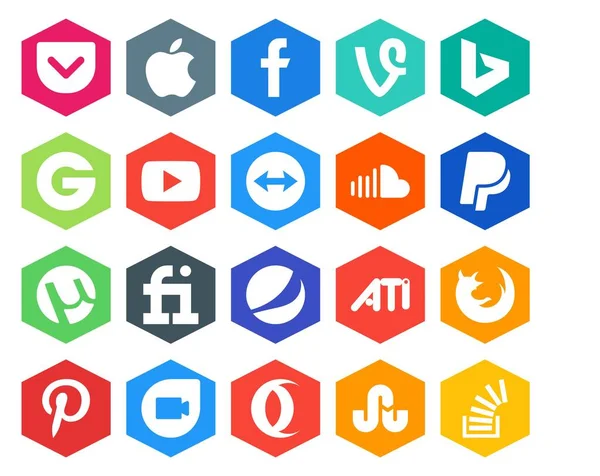 Social Media Icon Pack Including Firefox Pepsi Teamviewer Fiverr Paypal — Stock Vector