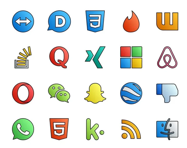 Social Media Icon Pack Including Snapchat Мбаппе Переполнение Опера Microsoft — стоковый вектор