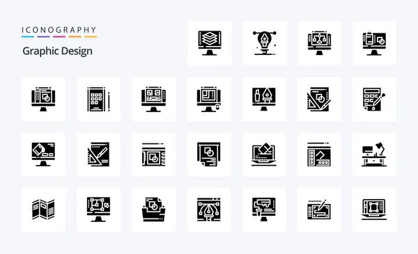 Design Gráfico Solid Glyph Icon Pack — Vetor de Stock