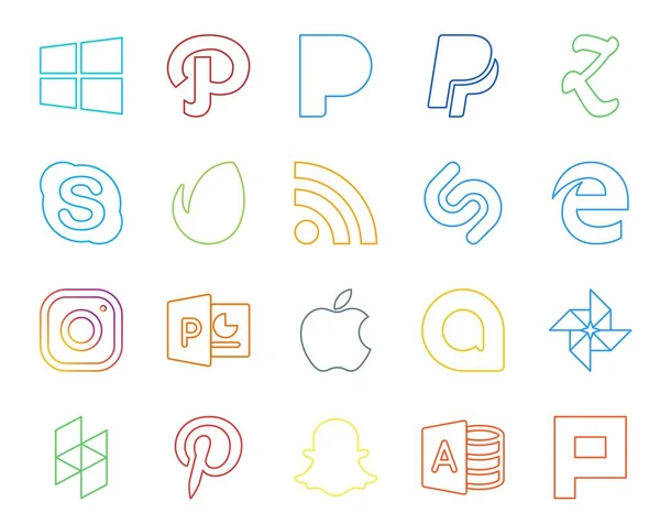 Social Media Icon Pack Включая Pinterest Фото Rss Google Allo — стоковый вектор