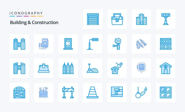 Building Construction Blue Icon Pack — Stock Vector