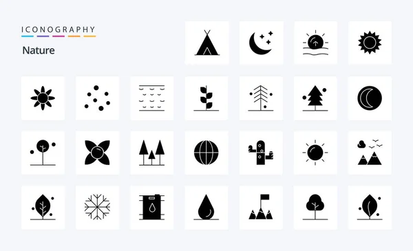 Nature Solid Glyph Icon Pack — Stockový vektor