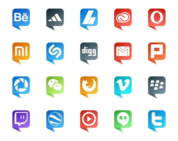 Social Media Speech Bubble Style Logo Wie Messenger Picasa Xiaomi — Stockvektor