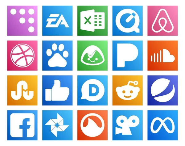 Pack Icônes Pour Les Médias Sociaux Incluant Reddit Genre Baidu — Image vectorielle
