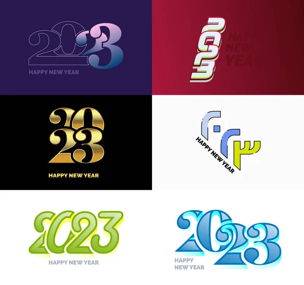 Большой Набор 2023 Новым Годом Логотип Текстовый Дизайн 2023 Шаблон — стоковый вектор