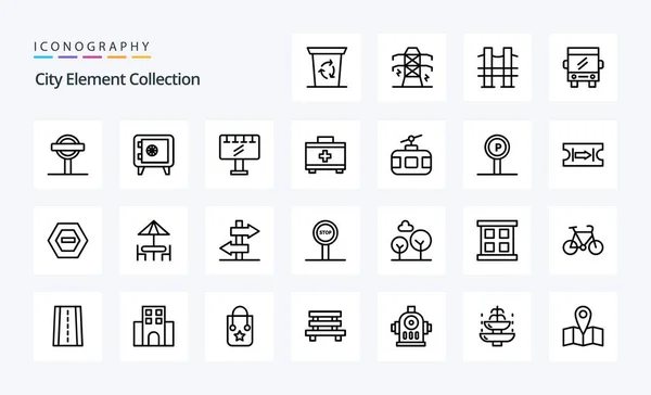 City Element Collection Line Icon Pack — Stockvektor