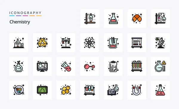 Chemistry Line Filled Style Icon Pack — Stockvektor