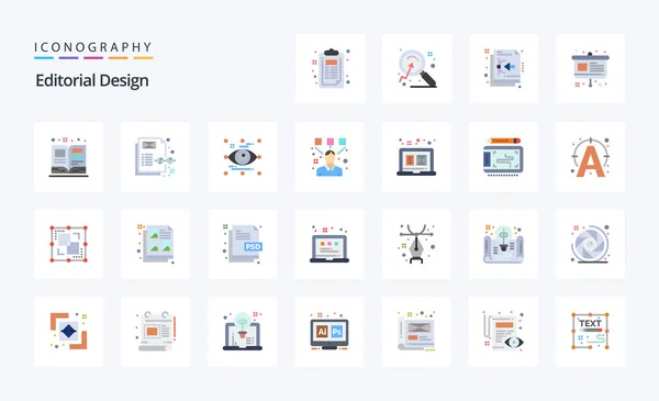 Editorial Design Flache Farbe Icon Pack — Stockvektor