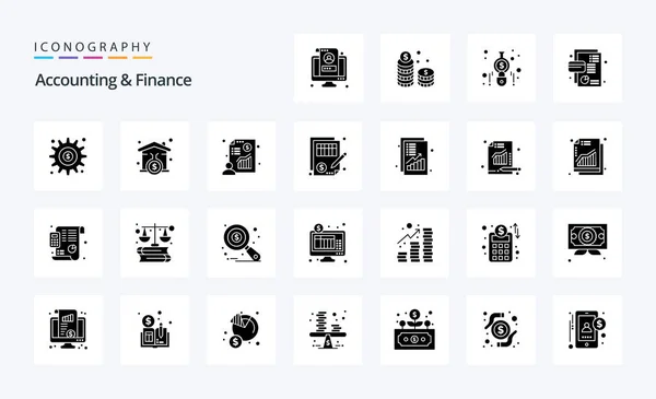 Comptabilité Finance Solid Glyph Icône Pack — Image vectorielle