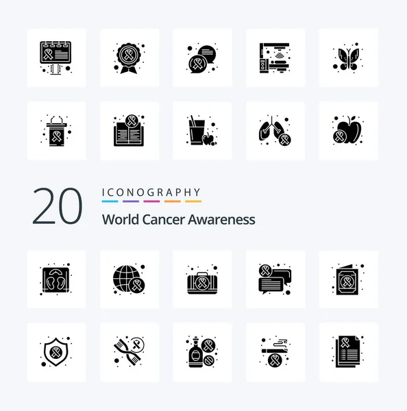 World Cancer Awareness Solid Glyph Icon Pack Comme Une Flèche — Image vectorielle