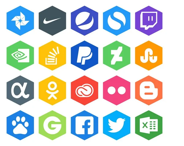 Social Media Icon Pack Including Adobe Creative Cloud Stock Odnoklassniki — Stock Vector
