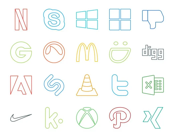 Social Media Icon Pack Including Tweet Игрок Макдональдс Сми Shazam — стоковый вектор