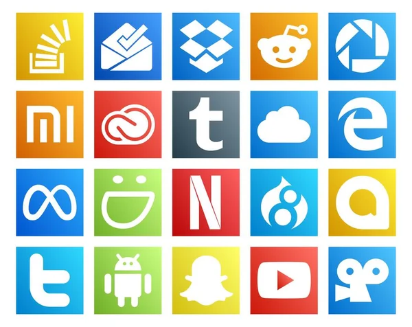 Pack Icônes Pour Les Médias Sociaux Compris Contrebande Meta Xiaomi — Image vectorielle