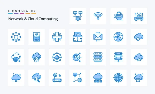 Red Cloud Computing Blue Paquete Iconos — Archivo Imágenes Vectoriales