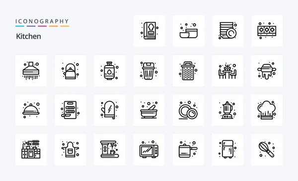 Kitchen Line Icon Pack — Stock Vector
