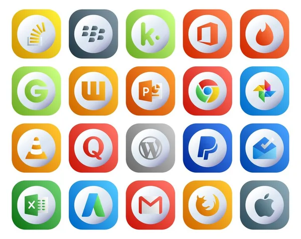 Social Media Icon Pack Including Question Player Groupon Media Photo — Stock Vector