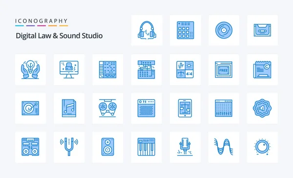 Digital Law Sound Studio Blue Icon Pack — Stock Vector