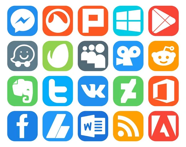 Social Media Icon Pack Incluindo Facebook Deviantart Meu Espaço Twitter — Vetor de Stock