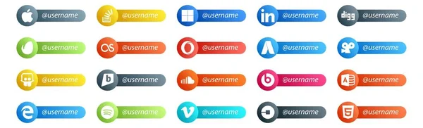 Social Media Follow Button Username Place Text Music Soundcloud Envato — Stock Vector