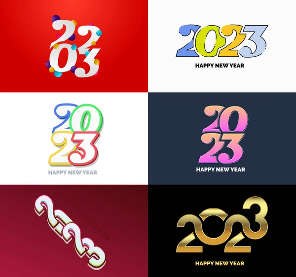 Большая Коллекция 2023 Счастливых Новогодних Символов Обложка Делового Дневника 2023 — стоковый вектор