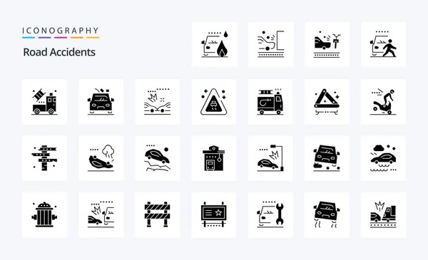 Road Accidents Solid Glyph Icon Pack — Stockový vektor