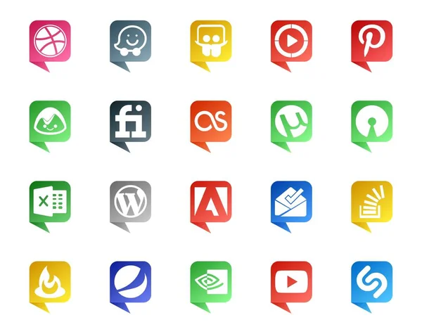 20ソーシャルメディアスピーチバブルスタイルのロゴのような質問 受信箱 最後は ワードプレス — ストックベクタ