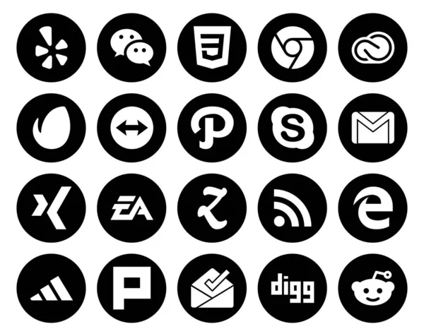 Social Media Icon Pack Inclusief Elektronica Kunst Post Een Envato — Stockvector