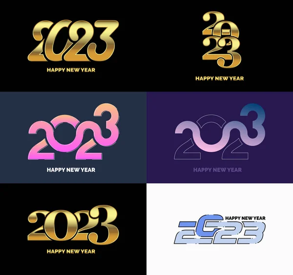 Big Set 2023 Happy New Year Logo Design Text Design — Stockový vektor