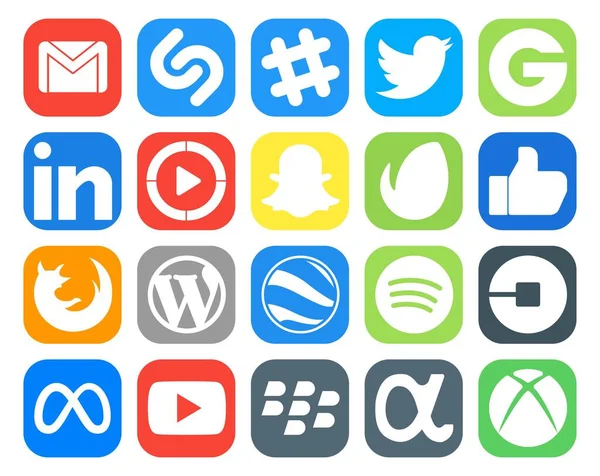 Social Media Icon Pack Mit Wordpress Feuerfuchs Groupon Wie Snapchat — Stockvektor