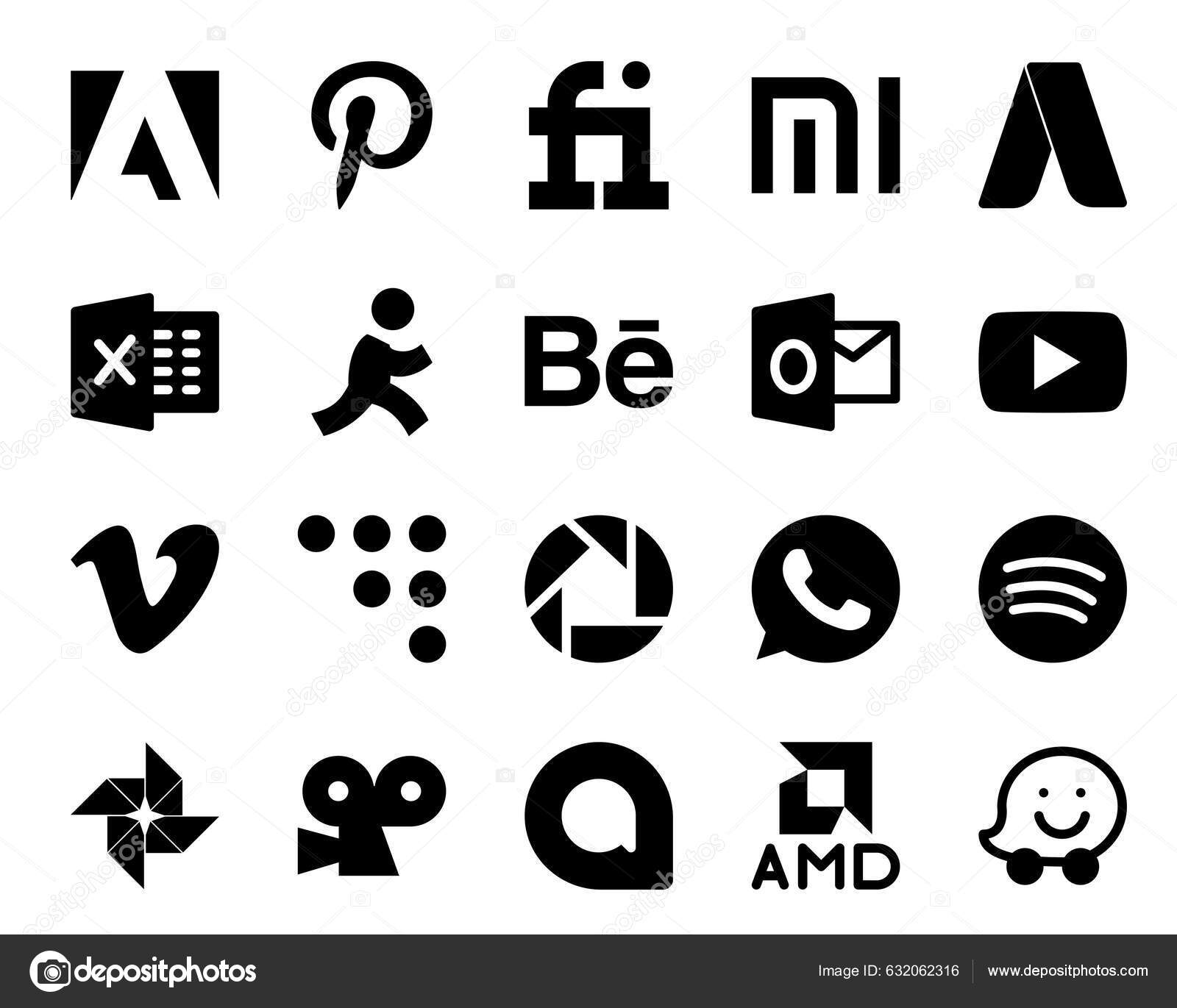 20 Social Media Icon Pack Including google play sound tinder