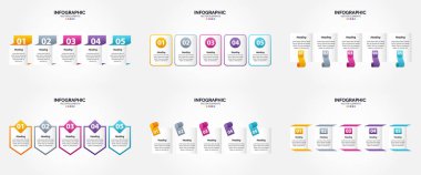 Vektör illüstrasyon bilgileri. İlan broşürü ve dergi için düz tasarım seti