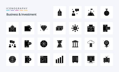 25 İş ve Yatırım Katı Glyph simgesi paketi