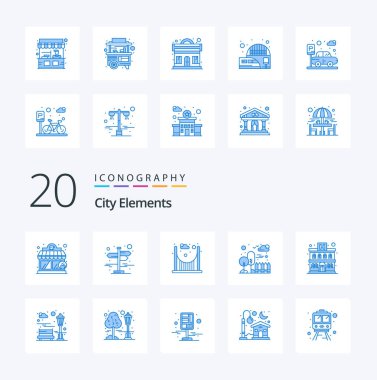 Картина, постер, плакат, фотообои "иконка "20 городских слонов" голубого цвета похожа на скамейки в парках города.", артикул 632062246