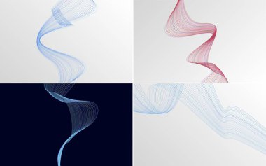 Tasarımlarınız için 4 soyut dalga çizgisi arkaplanı seti