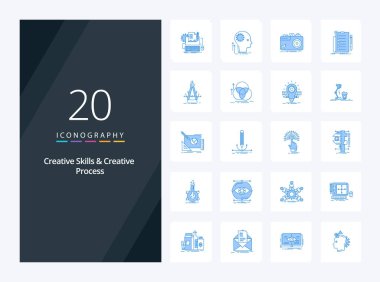 Sunum için 20 Yaratıcı Yetenek ve Yaratıcı Süreç Mavi Renk simgesi