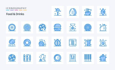 25 Yiyecek İçeceği Mavi simge paketi