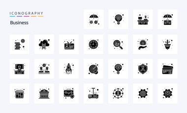 25 Business Solid Glyph simgesi paketi