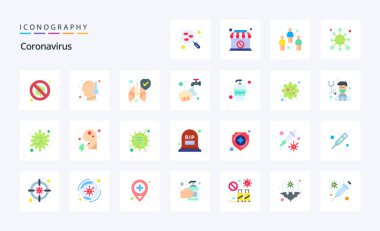 25 Coronavirus Düz renk simgesi