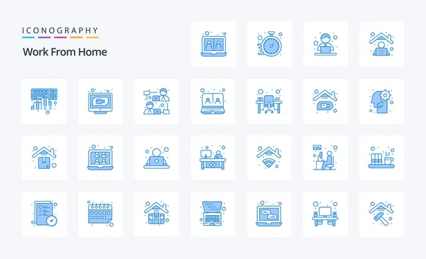 Work Home Blue Icon Pack — Stock Vector